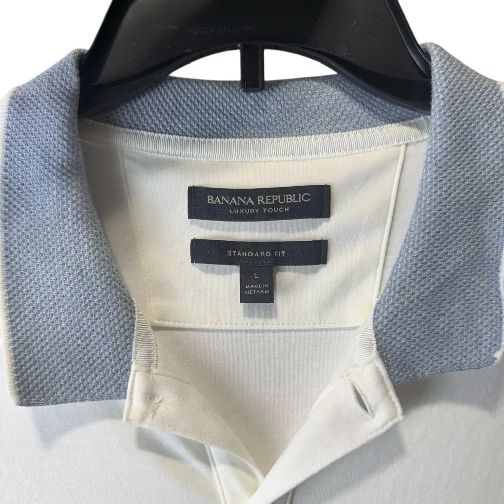 Banana Republic White Polo with Blue Trim